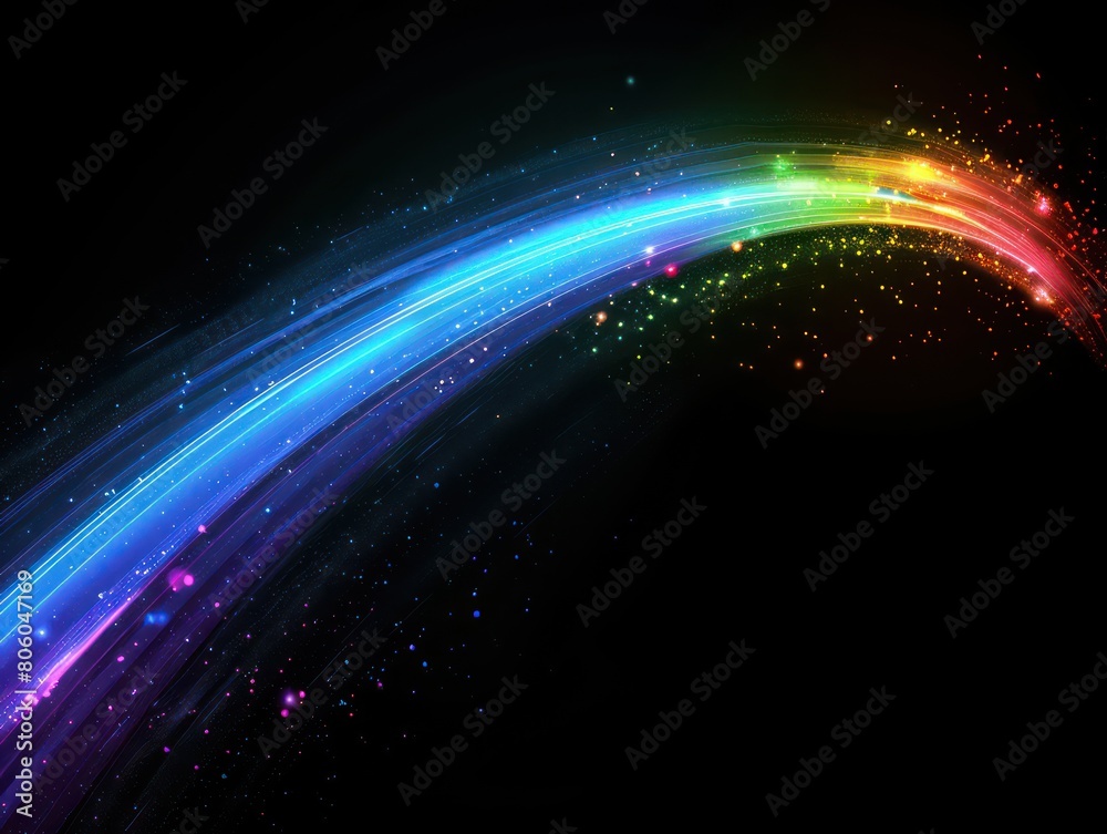 blue rainbow energy arc on black background blue rainbow energy arc on black background