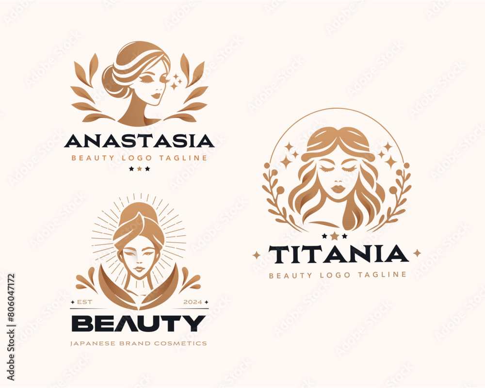 Vector elegant beauty woman salon logo design collections for company Vector elegant beauty woman salon logo design collections for company
