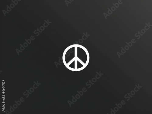 peace symbol, black and white simple logo 