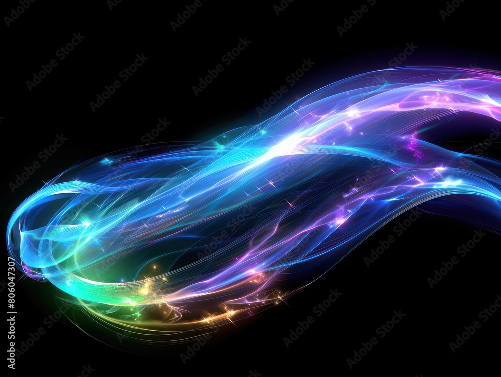 blue rainbow energy arc on black background