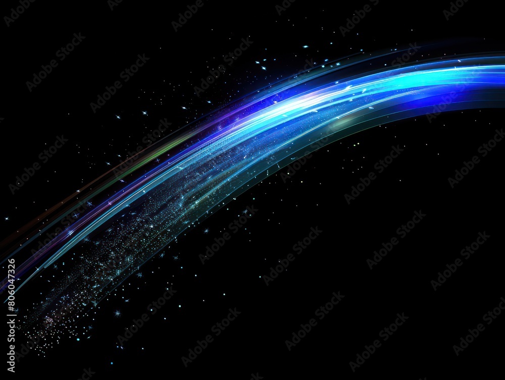 Naklejka premium blue rainbow energy arc on black background
