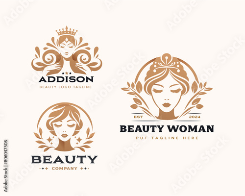 Vector elegant beauty woman salon logo design collections for company