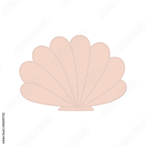 Cartoon shell. Isolated vector element. Pectinidae.