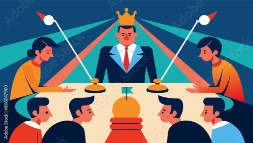Tension is palpable in the room as each leader vies for dominance and control over their strategies..