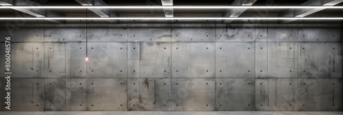 concrete wall, opaque resin panels, neon ceiling lights photo