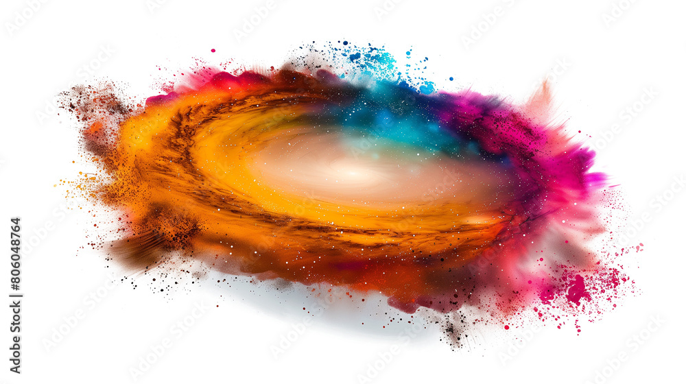 Explosion of colored powder. isolated on transparent background.