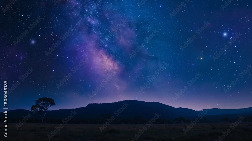 Fototapeta premium A breathtaking panorama of the Milky Way galaxy at night, showcasing the beauty of the cosmos