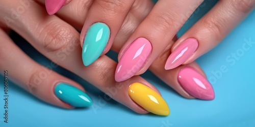 manicure in color on well-groomed female hands