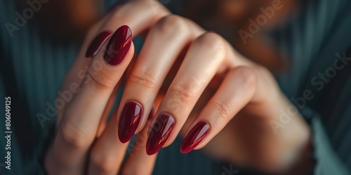 manicure in color on well-groomed female hands photo