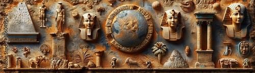 Ancient Egyptian Artifacts and Hieroglyphs Collage