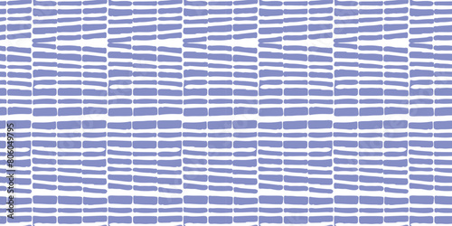 Indigo blue Japanese block print effect bordur. Seamless hand made vector design for fabric batik ribbon and faded fashion repeat banner. 