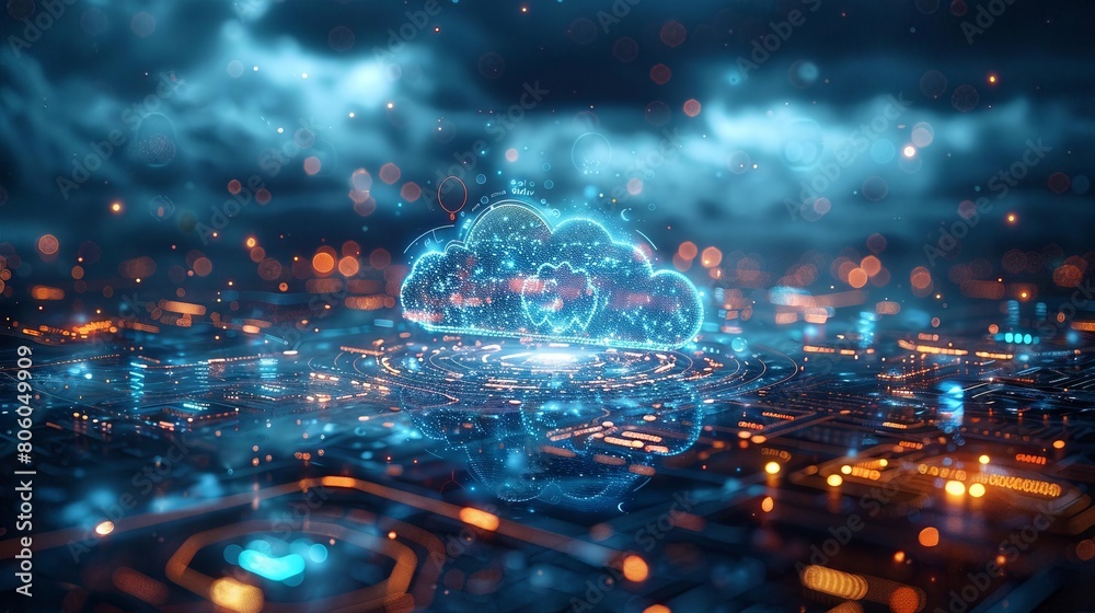 Futuristic Cloud Technology over Circuit Board Futuristic Cloud Technology over Circuit Board