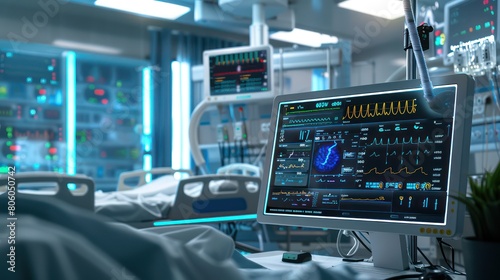 Wallpaper Mural computer on a hospital bed, gauges and graphs Torontodigital.ca