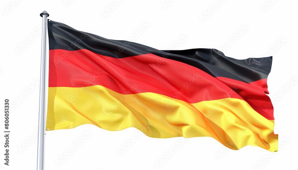 Naklejka premium flag of germany waving, isolated on white