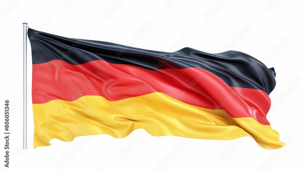 Naklejka premium flag of germany waving, isolated on white