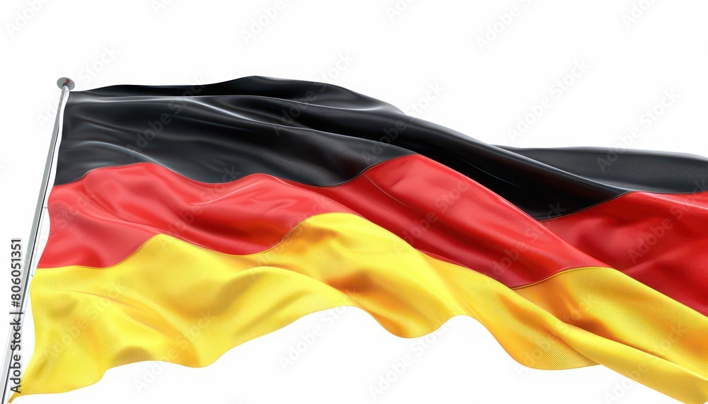 Naklejka premium flag of germany waving, isolated on white
