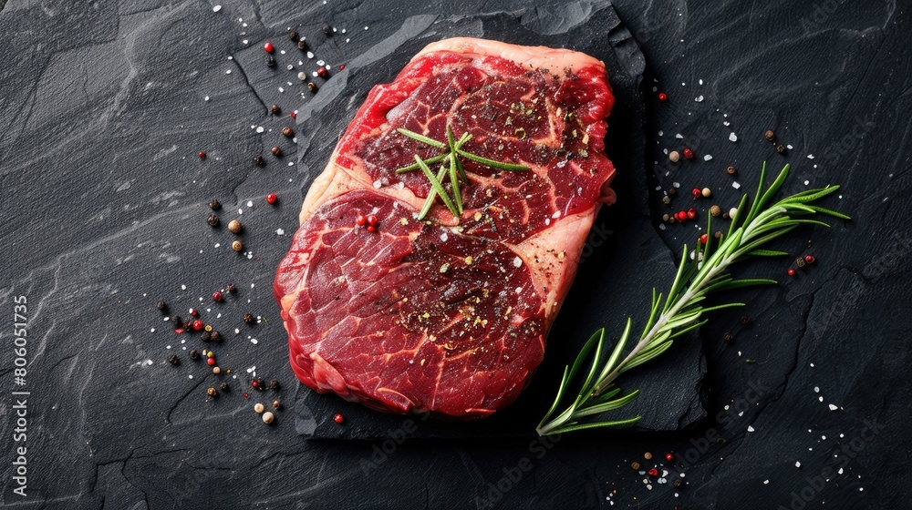Prime Ribeye on Stone Background - Delicious Cowboy Steak Seasoned to Perfection for Your Next BBQ