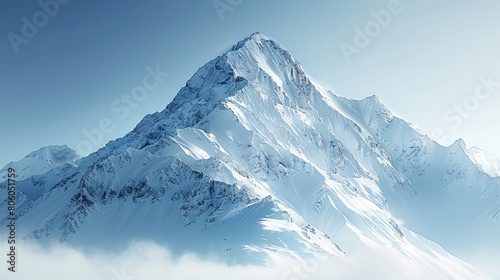 panoramic view of a majestic mountain peak glistening under the sun