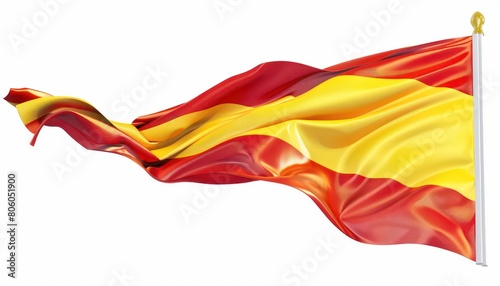 spain flag waving, isolated on white background