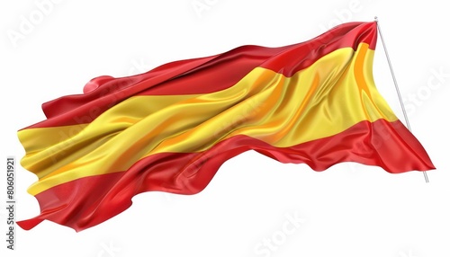 spain flag waving, isolated on white background photo