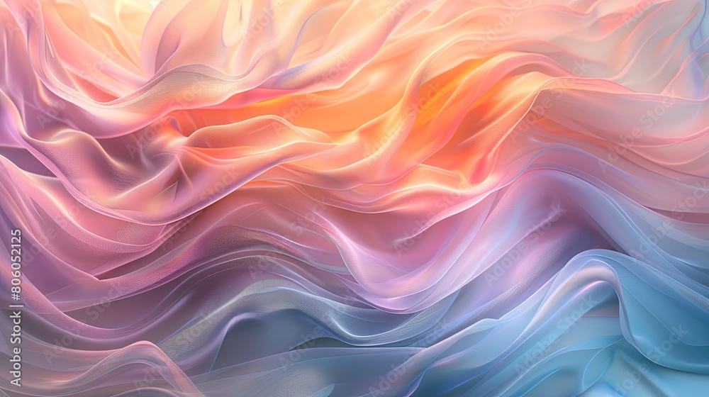 Abstract Colorful Wave Texture, Vibrant digital art with flowing waves in blue and pink hues.