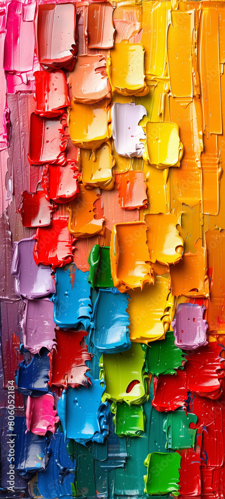 oil paint pallets mixed with colorful colors side by side that decorate each other