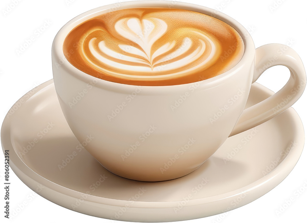 A white coffee cup with a heart design on it sits on a white saucer. The coffee is hot and steaming, and the cup is filled to the brim A white coffee cup with a heart design on it sits on a white saucer. The coffee is hot and steaming, and the cup is filled to the brim