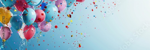 Joyeux Anniversaire with Colorful Balloons and Party Banner for a Happy and Festive Birthday photo