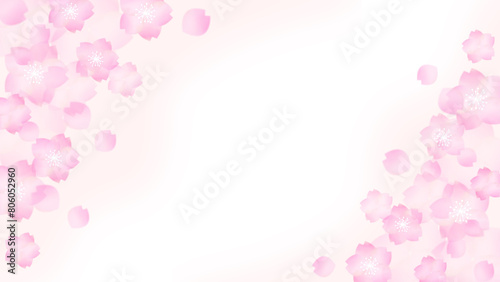ピンクの華やかな桜のフレーム背景素材