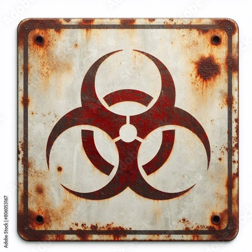 Biohazard sign on metal board.. AI generated illustration