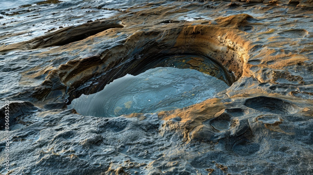 Intertidal Erosion: Tide Pools and Eroded Rock Formations on Coast Intertidal Erosion: Tide Pools and Eroded Rock Formations on Coast