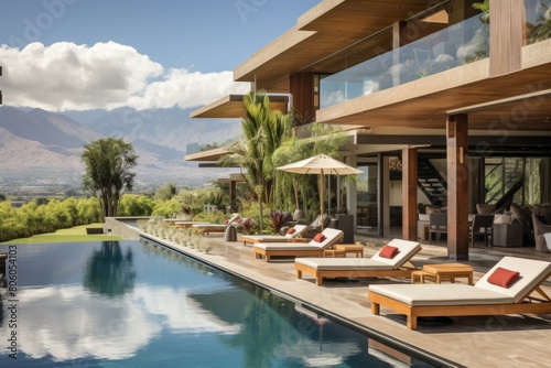 Modern house with infinity pool and mountain views