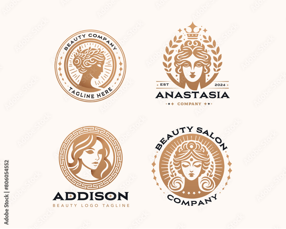 Fototapeta premium Vector elegant beauty woman salon logo design collections for company