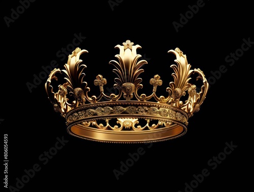 gold royal crown, black background