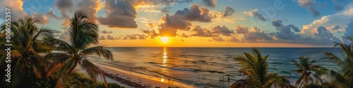 Heavenly Sunrise in Holbox  A Serene Beach Landscape with Breathtaking Sunset Views and Ocean Waves
