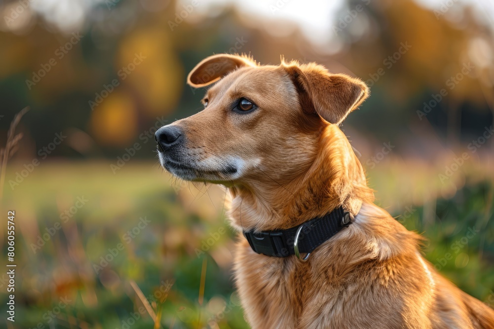 Cute Canine with Electric Shock Collar on Isolated Background. Shock Collar for Domestic Dogs Cute Canine with Electric Shock Collar on Isolated Background. Shock Collar for Domestic Dogs