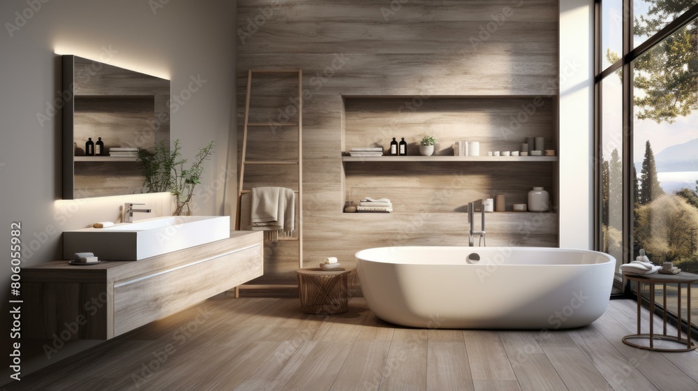 Bathroom interior with natural materials Bathroom interior with natural materials