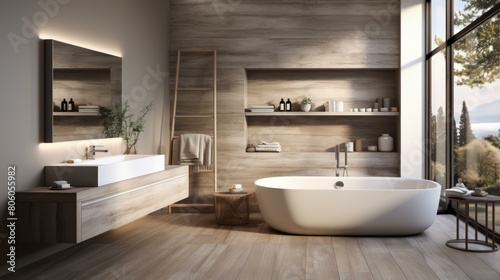 Bathroom interior with natural materials