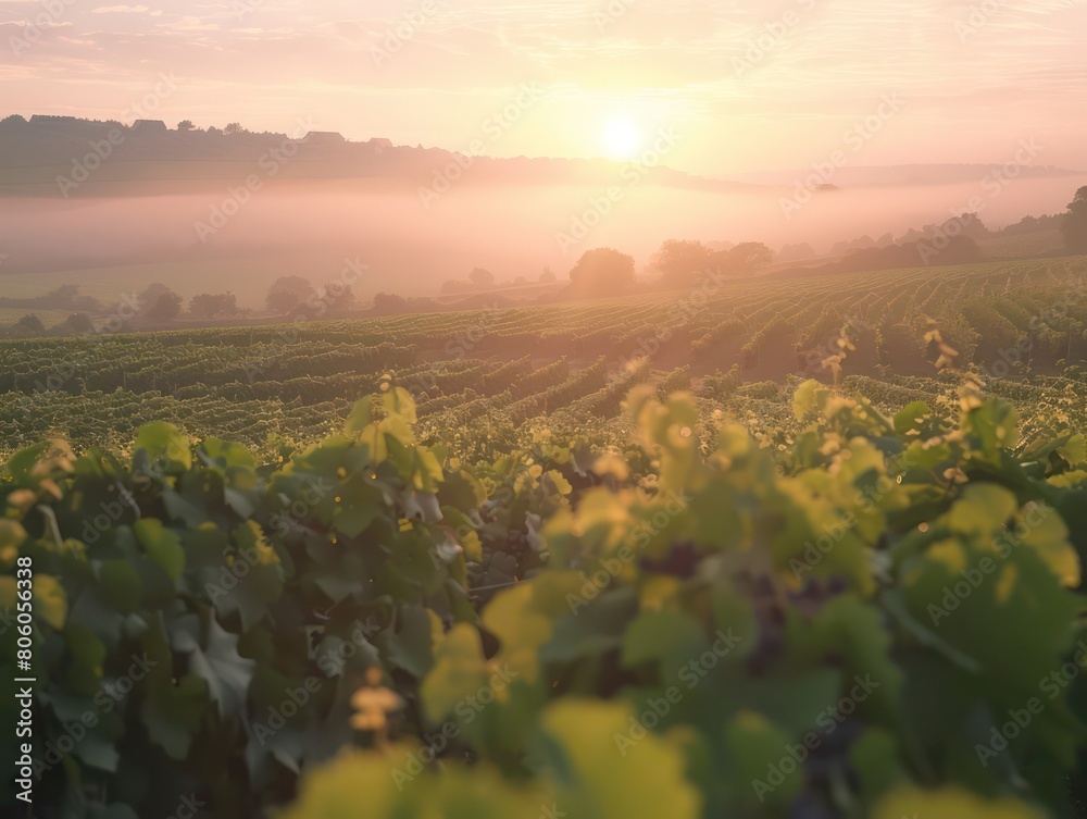 vineyard soft light, sunrise