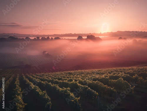 vineyard soft light  sunrise