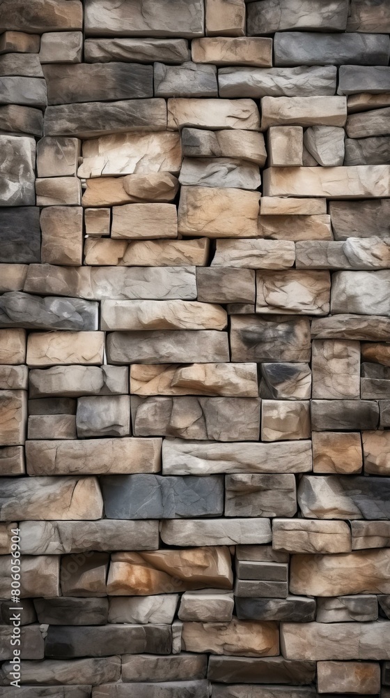 Obraz premium weathered rough stacked stone wall texture background