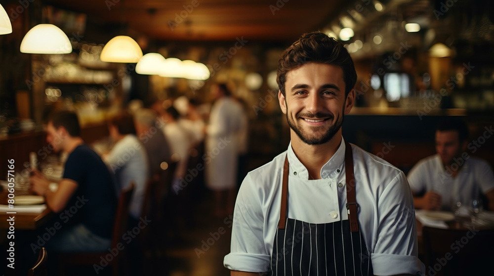 Portrait of a happy chef in a restaurant Portrait of a happy chef in a restaurant
