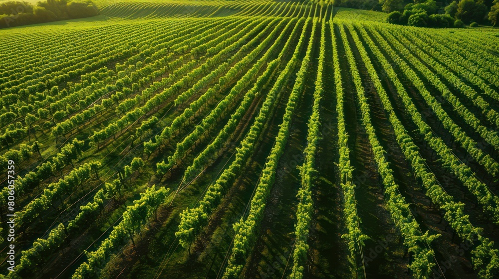 green vineyards for harvesting aerial view