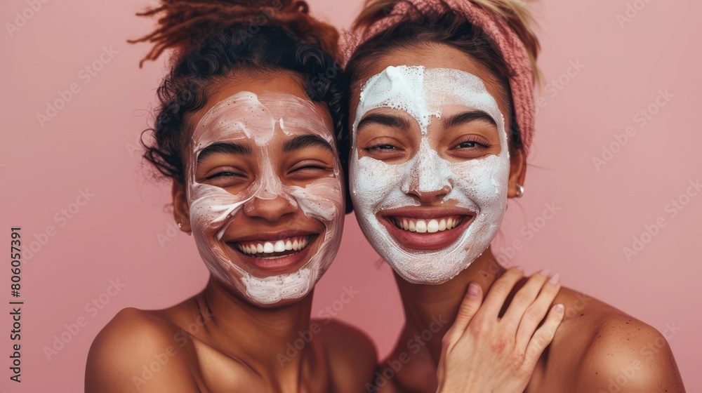 woman with beauty face mask on her face woman with beauty face mask on her face
