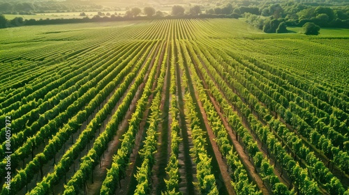green vineyards for harvesting aerial view