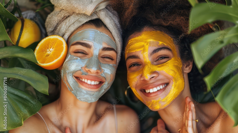 woman with beauty face mask on her face