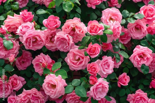 Beautiful Pink Drift Roses in a Garden. Natural Beauty with Siam Background and Vibrant Colours