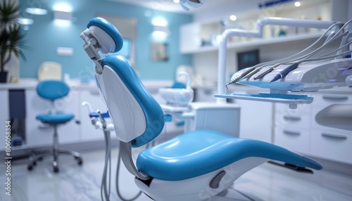 dental clinic exam room, dental chair and tools