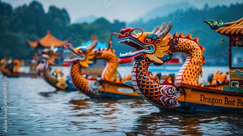  Giant rice dumplings, dragon boat festivalvector illustration photo