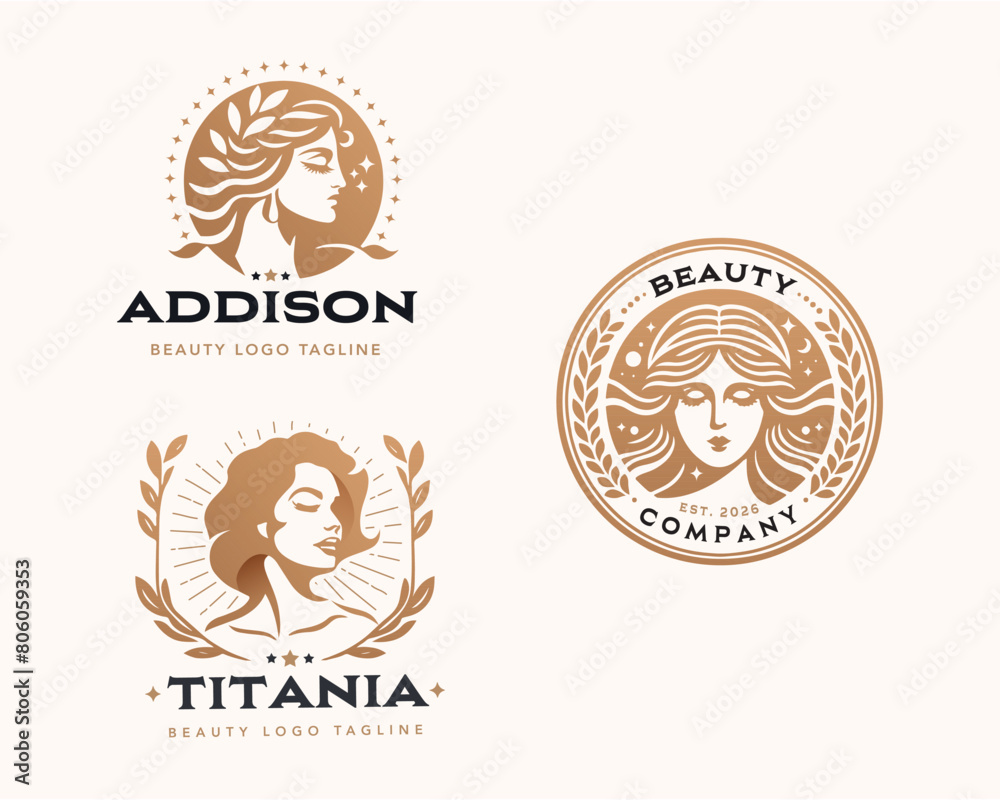 Fototapeta premium Vector elegant beauty woman salon logo design collections for company